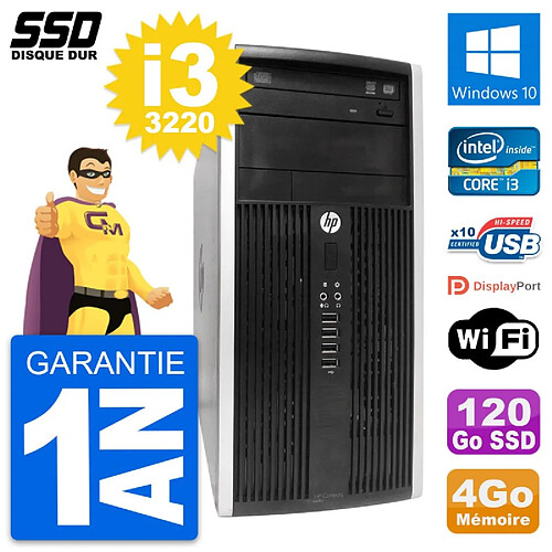 PC Tour HP Compaq Pro 6300 CMT Intel i3-3220 RAM 4Go SSD 120Go Windows 10 Wifi · Occasion