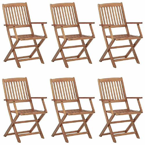 Maison Chic Lot de 6 Chaises pliables de jardin avec coussins - Fauteuil d'extérieur Bois d'acacia -MN72789