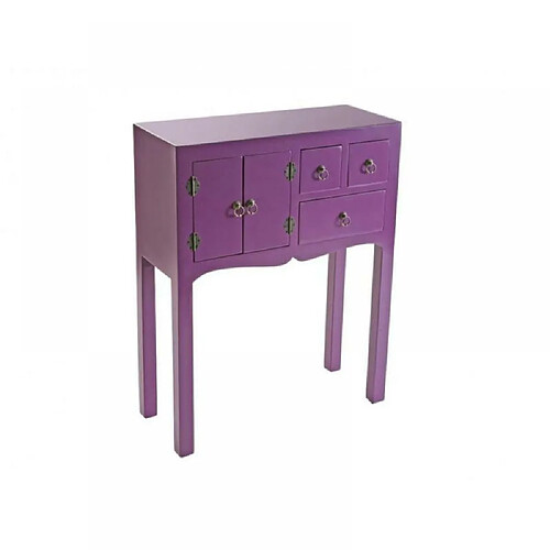 Inside 75 MATMATA petite console design mauve en bois 3 tiroirs 2 portes