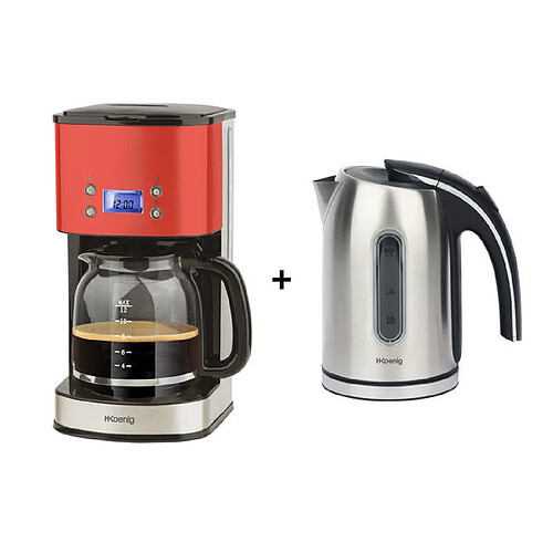 HKOENIG BO17 + MG30 ROUGE BOUILLOIRE 1.7 ET CAFETIERE PROGRAMMABLES HKOENIG