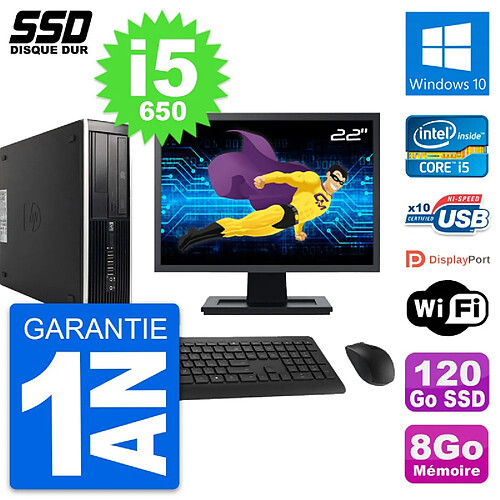 PC HP 8100 SFF Ecran 22" Intel Core i5-650 RAM 8Go SSD 120Go Windows 10 Wifi · Occasion