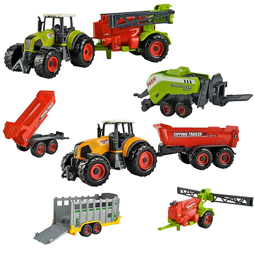 Iso Trade FARM Coffret jeu 6 engins agricoles jouets enfants tracteurs remorques