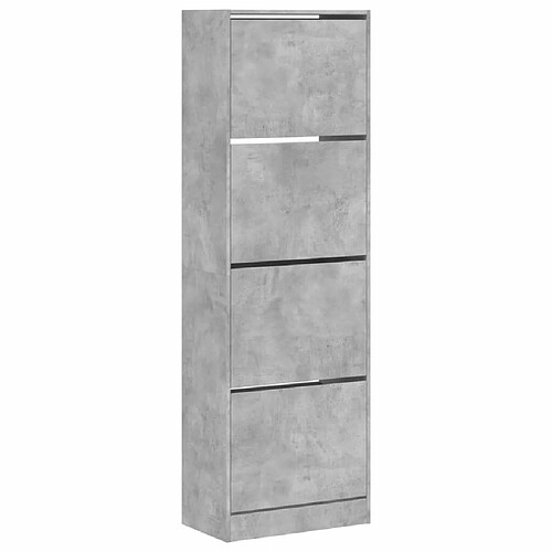 Maison Chic Armoire à chaussures 4 tiroirs | Meuble de rangement à chaussures Meuble d'Entrée rabattables gris béton -MN26287