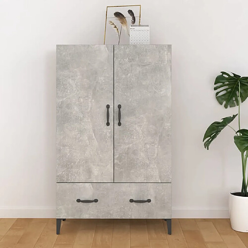 vidaXL Buffet haut Gris béton 70x31x115 cm Bois d'ingénierie