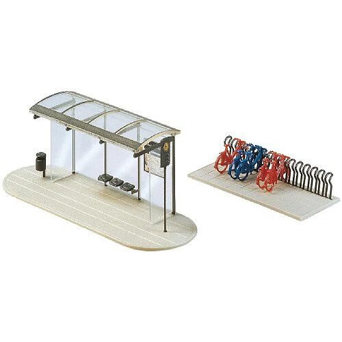 Faller 272543 Bus Stop Shelter with BikeRk N Scale Scenery and Accessories