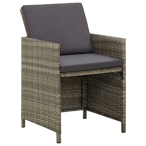 Maison Chic Lot de 4 Chaises de jardin,Fauteuil d'extérieur avec coussins Résine tressée Gris -MN77129