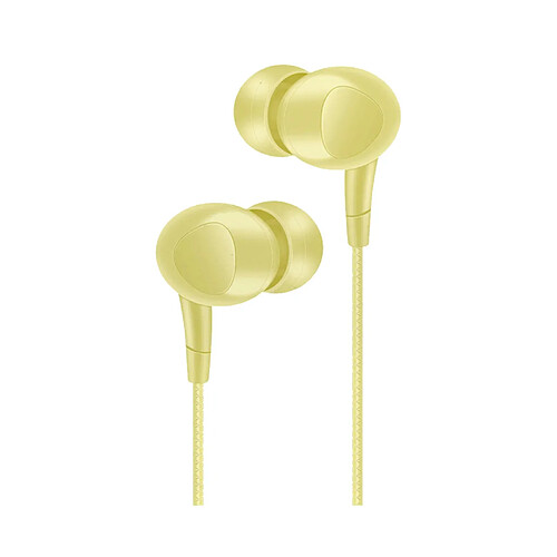 LUUCOZK Écouteurs stéréo de sport intra-auriculaires universels avec basses lourdes de 3,5 mm L202 - Écouteurs filaires avec micro - Jaune