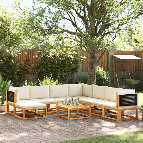 vidaXL Salon de jardin avec coussins 9 pcs bois massif d'acacia