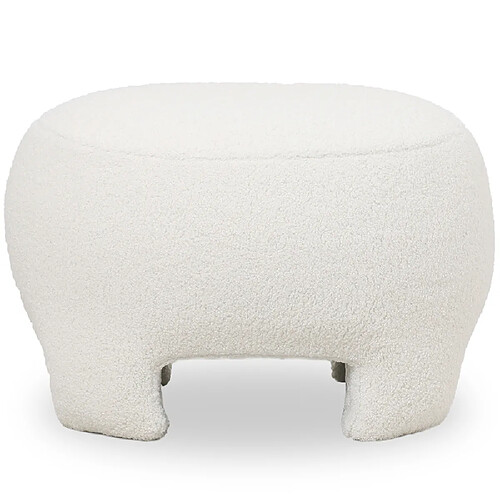 ICONIK INTERIOR Repose-pieds Tapissé - Pouf en Tissu Bouclé - Magnolia Blanc