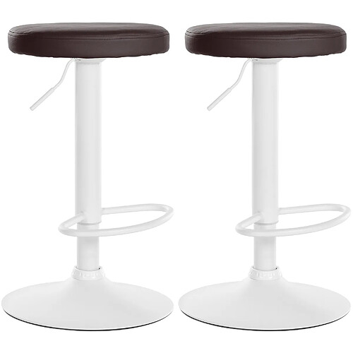 Non Lot de 2 tabourets de bar Ponte simili cuir blanc