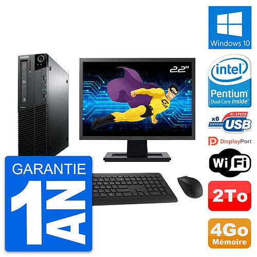 PC Lenovo M81 SFF Ecran 22" Intel G630 RAM 4Go Disque Dur 2To Windows 10 Wifi · Occasion