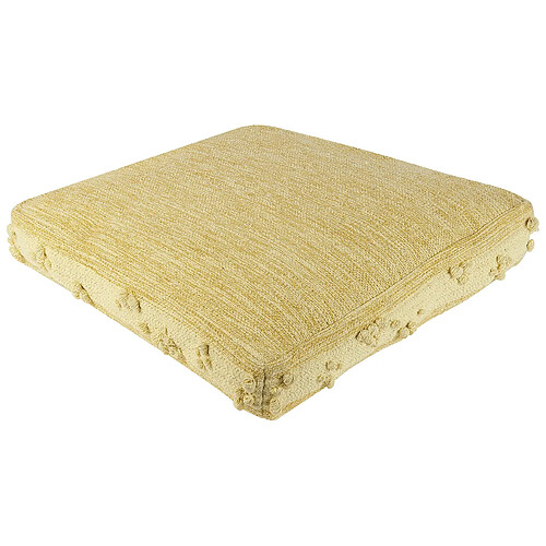 Beliani Pouf en coton jaune 60 x 60 x 12 cm CLONE