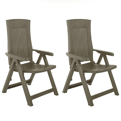 vidaXL Chaises inclinables de jardin lot de 2 Plastique Moka