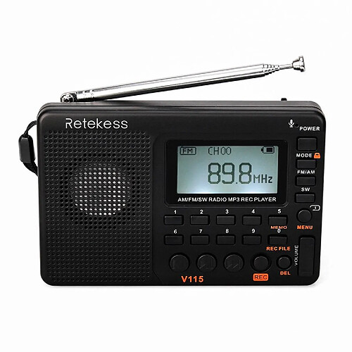 Universal Radios portatives, radios à bande complète, magnétoscopes, FM, AM, support de lecture MP3, prise TF 3,5 mm, entrée auxiliaire, rétroéclairage à cristaux liquides réglable