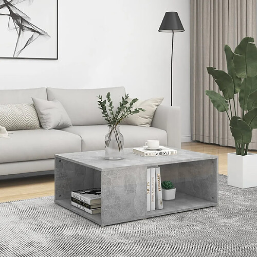 vidaXL Table basse gris béton 90x67x33 cm bois d'ingénierie