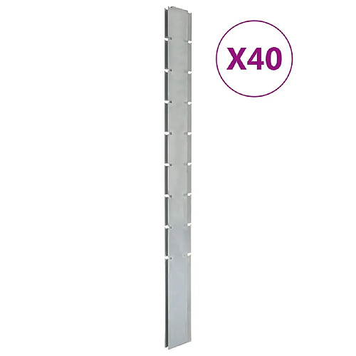 vidaXL Poteaux de clôture 40 pcs argenté 220 cm&nbsp;acier galvanisé