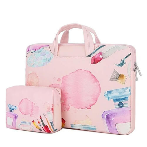 Wewoo Sacoche pour ordinateur portable de poche imperméable à l'eau en cuir PU souple avec sac de transport Taille 14 pouces rose parfumée