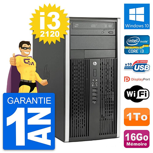 PC Tour HP Compaq Pro 6300 CMT Intel i3-2120 RAM 16Go Disque 1To Windows 10 Wifi · Occasion