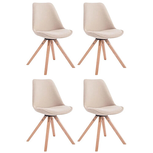 Decoshop26 Lot de 4 chaises de salle à manger design scandinave en tissu crème et pieds en bois clair forme carré 10_0003202