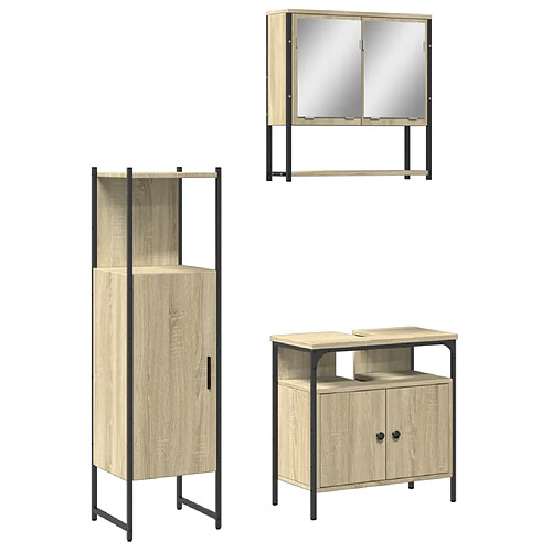 Maison Chic Armoire de Bain | Ensemble de 3 meubles salle de bain chêne sonoma -GKD62847