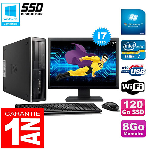 PC HP Compaq Pro 6300 SFF I7-3770 8Go 120Go SSD Graveur DVD Wifi W7 Ecran 17" · Occasion