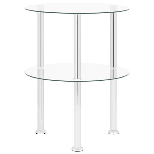 Maison Chic Table d'appoint | Table Basse 2 niveaux Transparent 38 cm Verre trempé -GKD65244