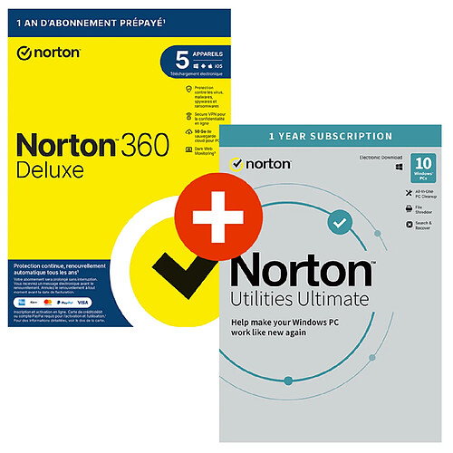 Norton 360 Deluxe + Norton Utilities Ultimate - Licence 1 an - 5 appareils - A télécharger