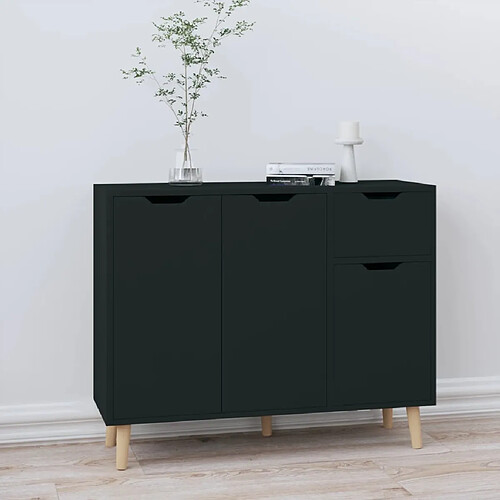 vidaXL Buffet noir 90x30x72 cm bois d'ingénierie