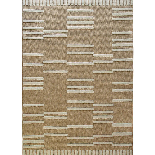 Thedecofactory JUTE RELIEF STRIE - Tapis effet jute à motif lignes en relief blanc 120x160