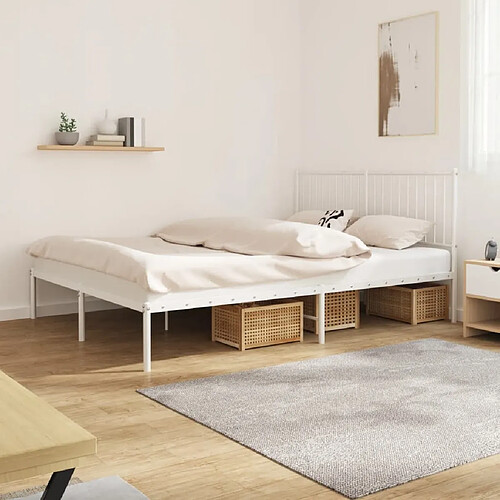 Maison Chic Lit adulte 160x200cm- Cadre de lit métal avec tête de lit pour chambre blanc -MN46401