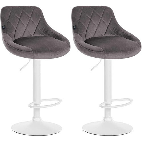 Non Lot de 2 tabourets de bar Lazio velours blanc