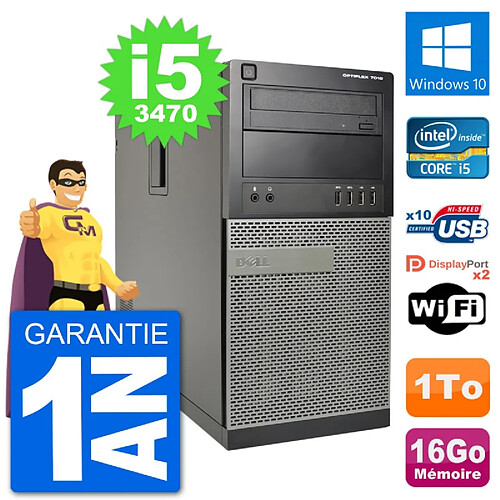 PC Tour Dell 7010 Intel Core i5-3470 RAM 16Go Disque Dur 1To Windows 10 Wifi · Occasion