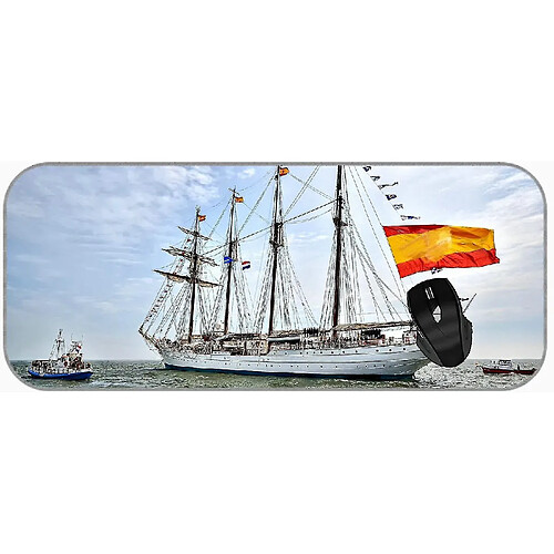 Universal (750x300x3) Tampon de souris de jeu Grand Pad de souris transport de bateau à voile XXL avec bords cousus