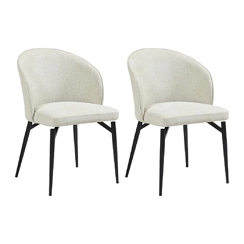 Vente-Unique Lot de 2 chaises en tissu et métal - Crème - GILONA de Maison Céphy