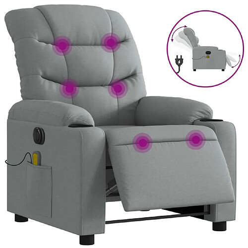 Maison Chic Fauteuil Relax pour salon, Fauteuil de massage inclinable électrique gris clair tissu -GKD33268