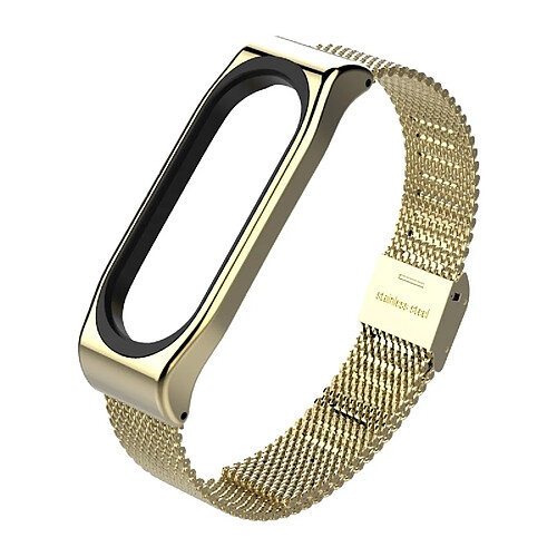 Wewoo Bracelet en métal Mijobs pour Xiaomi Mi Band 3 Bracelets en acier inoxydable de style boucle à vis sans fin Remplacer les accessoires, hôte non inclus (Or)