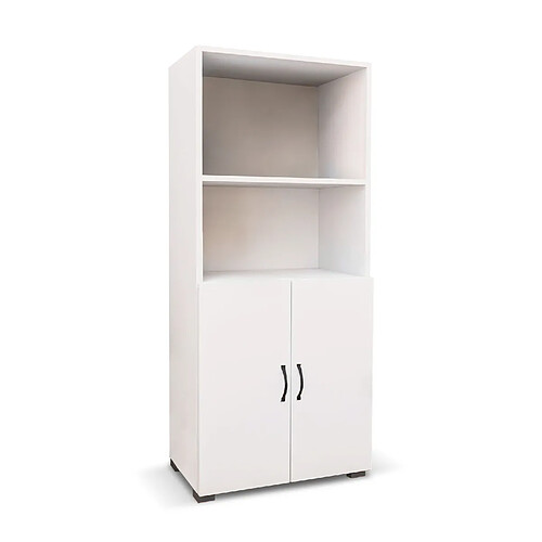 Armoire Multifonction Catter House Atenas 143 de 60x32x143 cm avec 2 Étagères, 2 Portes Inférieures et de Couleur Blanche