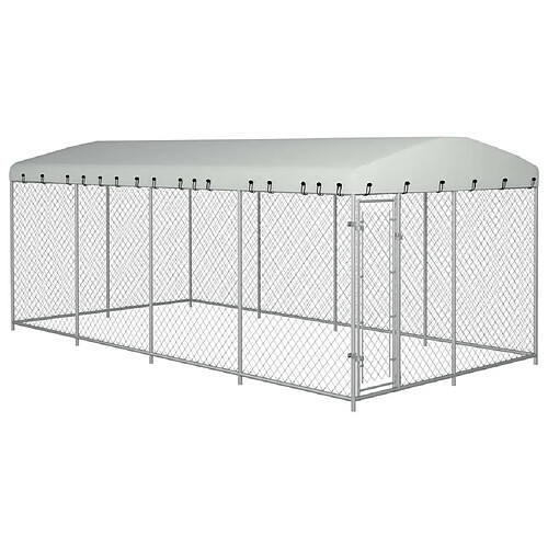 Helloshop26 Chenil extérieur cage enclos parc animaux chien extérieur avec toit pour chiens 8 x 4 x 2 m 02_0000458