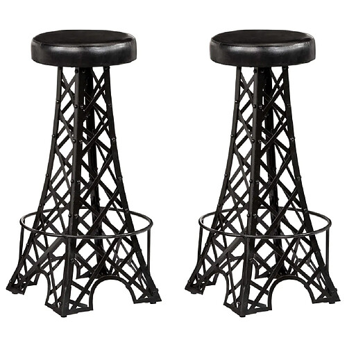 vidaXL Tabourets de bar lot de 2 cuir véritable