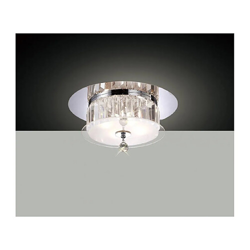 Luminaire Center Plafonnier Tosca rond 4 Ampoules chrome poli/verre/cristal