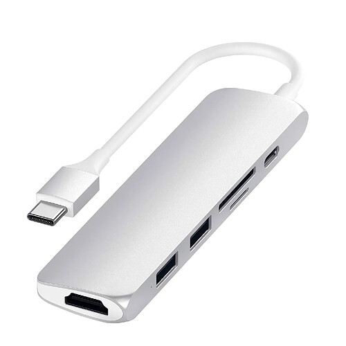 Hub USB-C vers HDMI, 2x USB, USB-C 60W, Lecteurs carte Satechi Argent