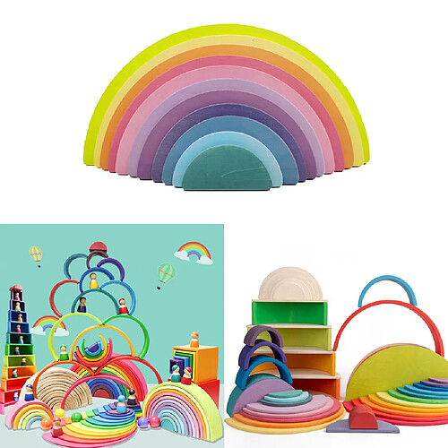 Bois arc-en-ciel jouets empilables grand empileur nidification blocs de construction nidification Puzzles éducatifs Montessori jouets pour enfants 3 4