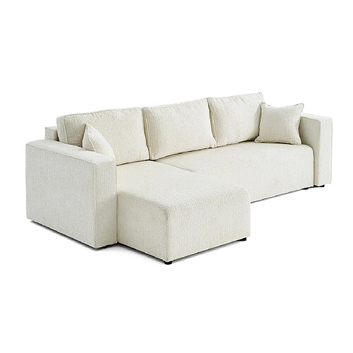 Bestmobilier Topaze - canapé d'angle réversible - 4 places - convertible avec coffre - en tissu velours relief