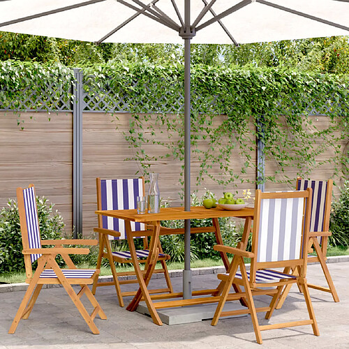 vidaXL Chaises inclinables de jardin lot de 4 tissu et bois massif