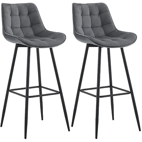 Non Lot de 2 tabourets de bar Dartford velours