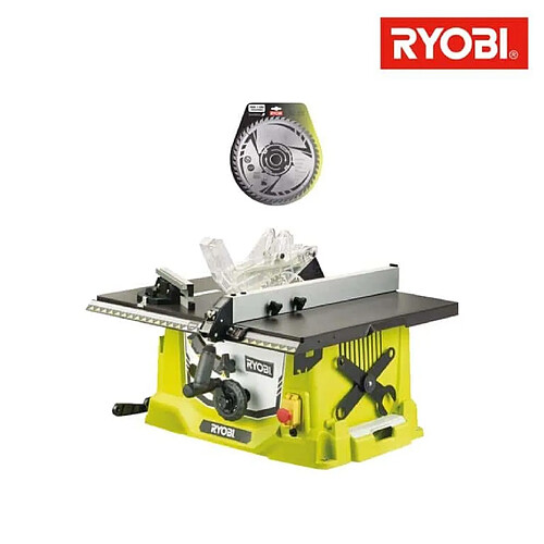 Pack RYOBI Scie sur table électrique 1800W 254mm RTS1800-G - lame carbure pour scie à coupe d'onglets 254mm SB254T48A1