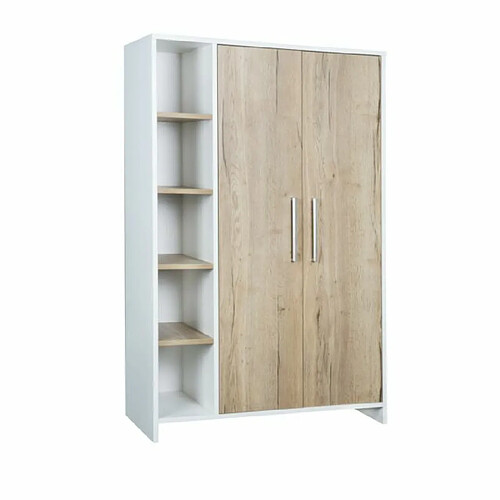 Schardt Armoire Eco Plus 2 portes avec étagères chêne Halifax blanc 181x113x53cm