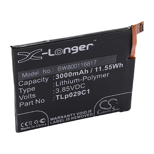 vhbw Li-Polymère batterie 3000mAh (3.85V) pour téléphone portable mobil smartphone comme Alcatel TLp029C1