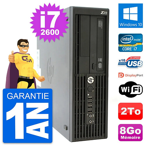 PC HP WorkStation Z210 SFF Core i7-2600 RAM 8Go Disque 2To Windows 10 Wifi · Occasion