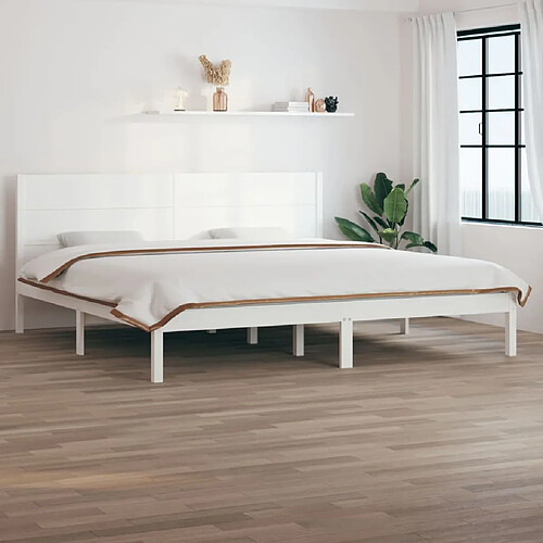 vidaXL Cadre de lit Blanc Bois massif 180x200 cm Super King